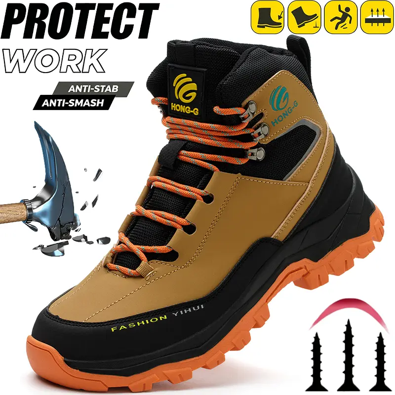 New Men's Anti-Smash & Puncture-Proof Steel Toe Safety Shoes Lightweight Comfort Breathable Work Boots Impact-Resistant Water Resistant Protective Sneakers Industrial Safety Work Footwear Suitable for Construction Sites Warehouses and Outdoor Operations