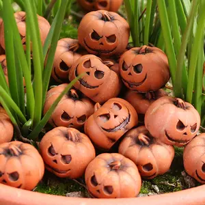Halloween Pumpkin Shaped Decoration, 20pcs/set Pumpkin Resin Crafts, Garden Pavement Stone Pumpkin Statues, Living Room Fruit Tray Decoration Statues, Decorative Fruit Ornaments, Birthday Party Decorations