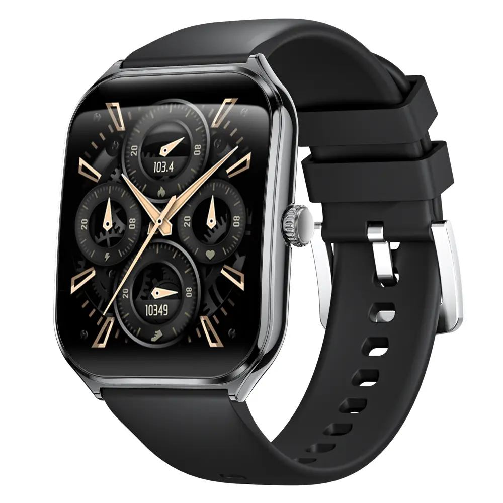 1.96-in AMOLED Touchscreen Fitness Smartwatch - Waterproof Silicone Wearable with 3D Dynamic Dial, Bluetooth Call, Music Control, Sleep Health Monitoring, Custom Magnetic USB 6-in-1 Kit (Supports Italian, German, Chinese, Greek, Japanese), Smart Watches,