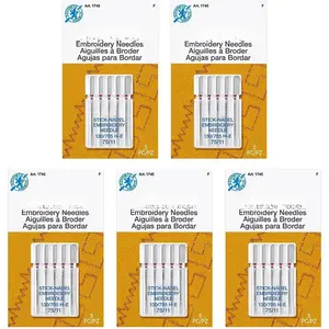 Embroidery Sewing Machine  - Precision , Size 75/11, 5- Cards, Pack of 5