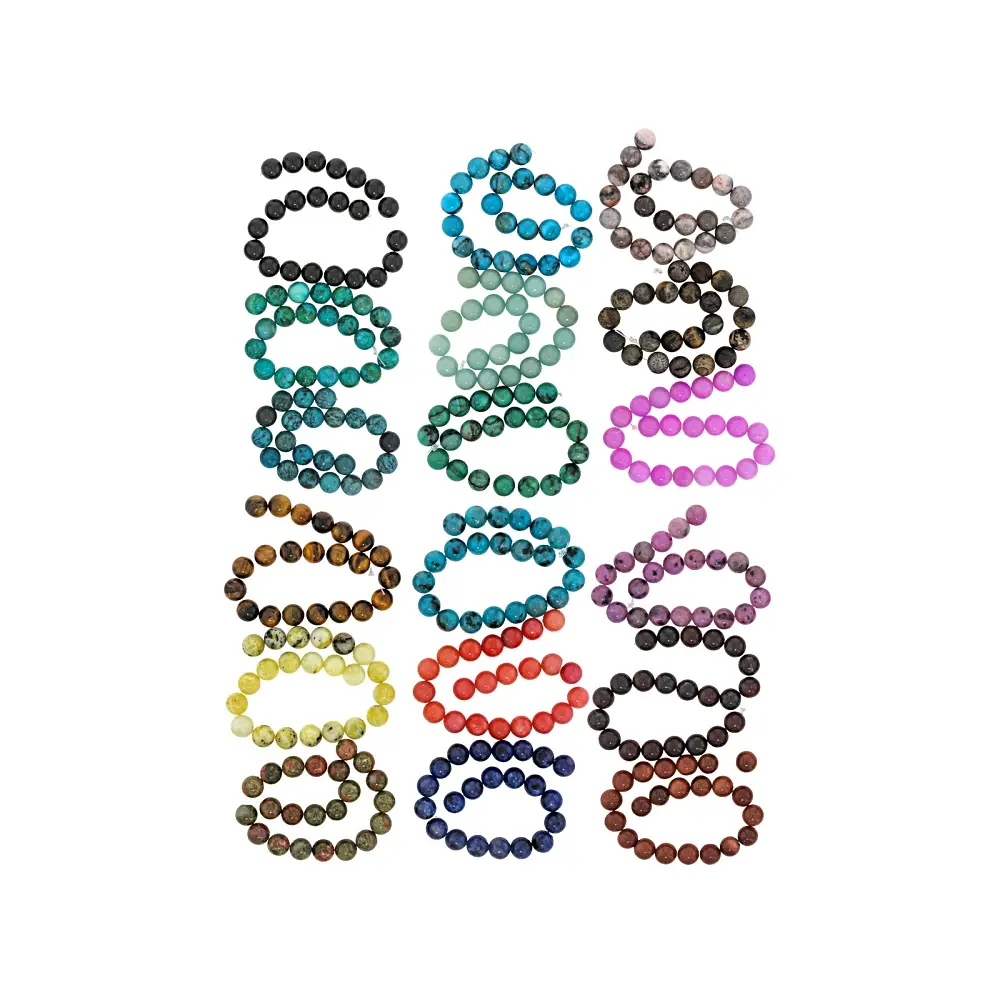 JTV Multi-Stone Round Bead Strand Set of 18