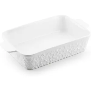 Casserole Dish for Oven, 4.2 QT Baking Dish, 9x13 Large Porcelain Baking Pan, Durable Rectangular Lasagna Pan Deep with Handles, Microwave Oven Safe