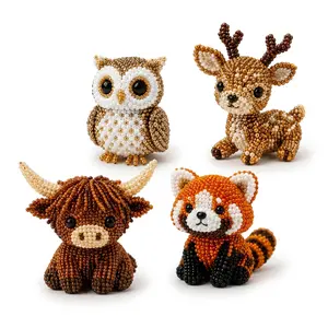 3D Beaded Animal DIY Craft Kit, 4 Piece Set Per Theme, Beginner Friendly Beading Project, Fun Relaxing Stress Relief Hobby, Handmade Desk Decor, Perfect Gift for Adults Teens