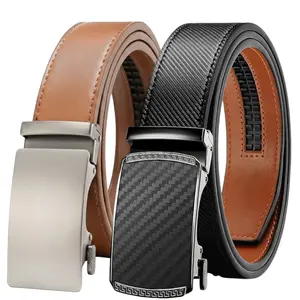 Ratchet Belt for Men - 2 Packs Leather Mens belt For Men Dress and Casual,Trim to Fit