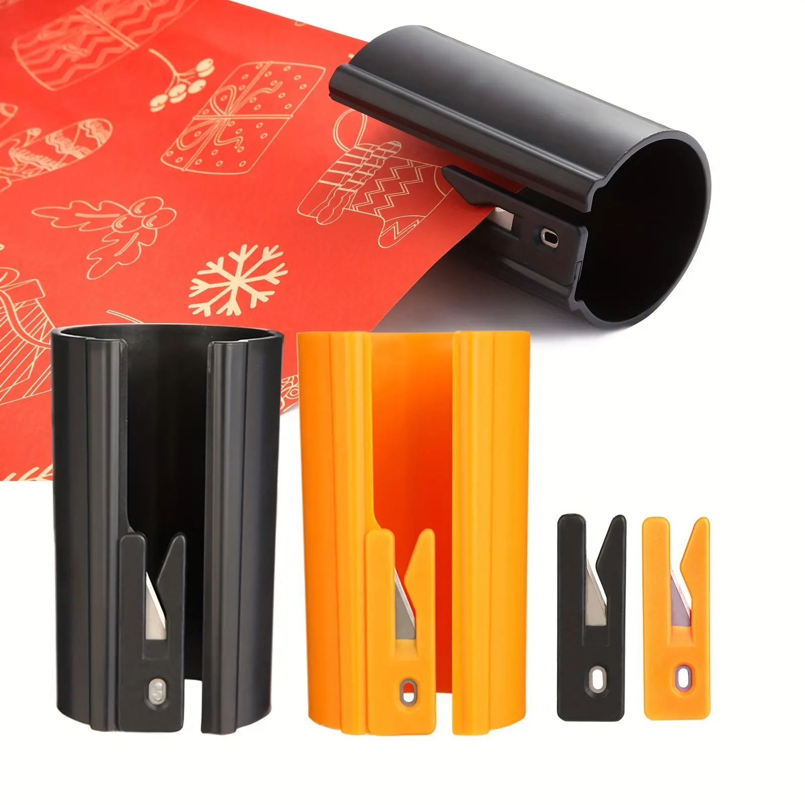 Wrapping Paper Cutter, Sliding Gift Wrapping Paper Cutter, Creative Kraft Craft Paper Roll Sliding Line Cut Trimmer for Xmas Gift, Cutting Supplies