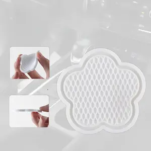 GaRhomxy Universal Non-Slip Flower Shaped Cup Coasters 4pcs Crystal White Interior Car Accessories High-Quality PVC Material Waterproof Durable Easy to Clean