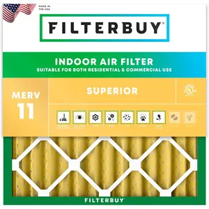 Filterbuy 18x18x2 Air Filter (1-Pack), Pleated MERV 11 Allergen Defense HVAC AC Furnace Air Filters (Actual Size: 17.75 x 17.75 x 1.75 Inches)