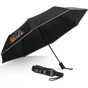 Tudomro 1 Pcs We Don't Do Average We Do Awesome Teacher Umbrella with Safety Reflective Trim Teacher Appreciation Gift 38" Inspirational Automatic Travel Umbrella Thank You for Graduation End of Year