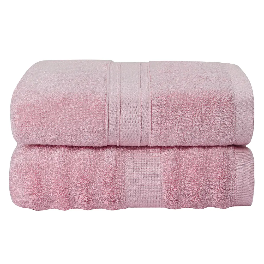 PiccoCasa Bath Towels Viscose(Derived from Bamboo) 2pcs 27x54 Inch Ribbed Luxury Bath Towel Set for Bathroom, Super Soft and Absorbent Pink