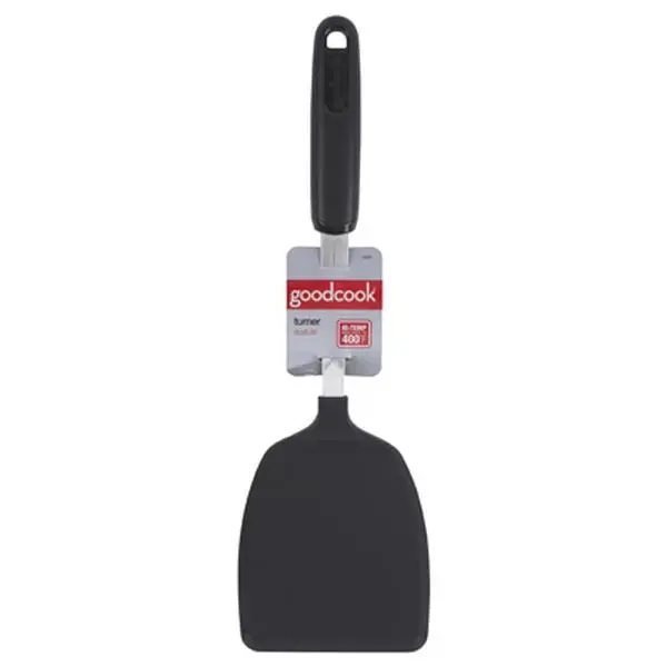 Goodcook Epicure Nylon Turner - Black Flat Spatula for Smaller Foods, Safe for Non-Stick Finishes, Durable Camp Kitchen Utensil with Handle for Camping, Hiking & Light Outdoor, Campfire & BBQ Party Use