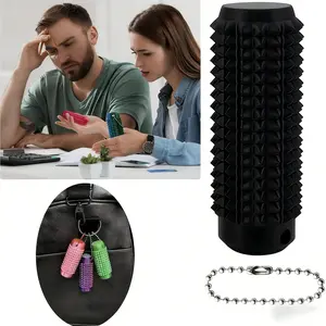 Portable Cylindrical Grip Tool, Raised Texture Handheld Accessory with Keychain for Office Desk & Everyday Carry