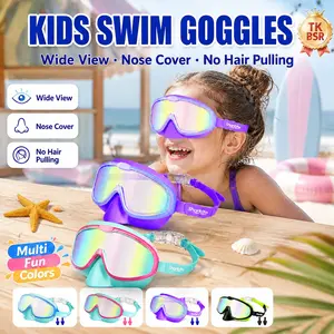 Sharkite Kids Swimming Goggles Wide Angle Anti fog UV Protection Waterproof Leakproof for 4-15 Years Boys Girls