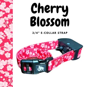3/4" Replacement E-Collar Strap – Soft, Lightweight Polyester | Adjustable Fit 12"–26" Neck | Cherry Blossom