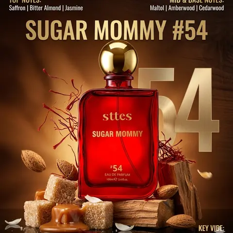 Sttes Sugar Mommy #54 Women's Eau de Parfum (Edp) - 3.4 Fl Oz/100ml Sweet Gourmand Perfume for Women with Saffron, Bitter Almond, Jasmine, Amberwood Musk - Long-Lasting Unisex Fragrance, Ideal Back to School Gift