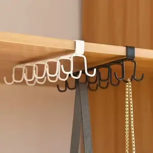 Iron Storage Rack, over Cabinet Hanging Hook, Multifunctional Wall Mounted Organizer, for Kitchen Bathroom Bedroom, Home Organization