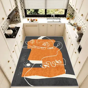 Abstract Line Pattern Kitchen Mat, 1 Count Non-slip Kitchen Rug, Rectangle Home Decor Floor Mat for Kitchen Living Room Bedroom