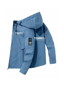 New Tommy Printed Jacket, All-Weather Outdoor Hiking Coat, Lightweight Durable Fabric, Casual Slim-Fitting Outerwear for Travel