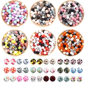 74pcs 15mm Silicone Beads for Keychains, Round Silicone Beads for Pens and Bracelets, DIY Craft Supplies, Bead Assortment, No Choking Hazard