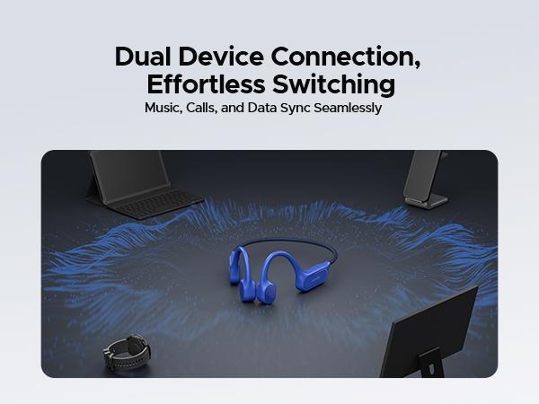 BoneBeat Swim Lite IP68 waterproof bone conduction headphones, Bluetooth + MP3 dual modes, open-ear design, up to 10 hours of playtime, Ideal for long swims, fitness, and outdoor adventures