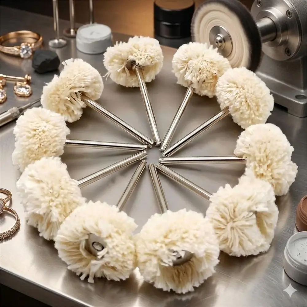 High Speed Electric Polishing Wheel Set, Polishing Wheels Set: Buffing Disc, Electric Grinder Accessories for Metal & Wood Surfaces, DIY Craft Polishing Brush Heads, Dense Wool Polishing Pads, High-Speed Rotary Grinding & Polishing Tool Set