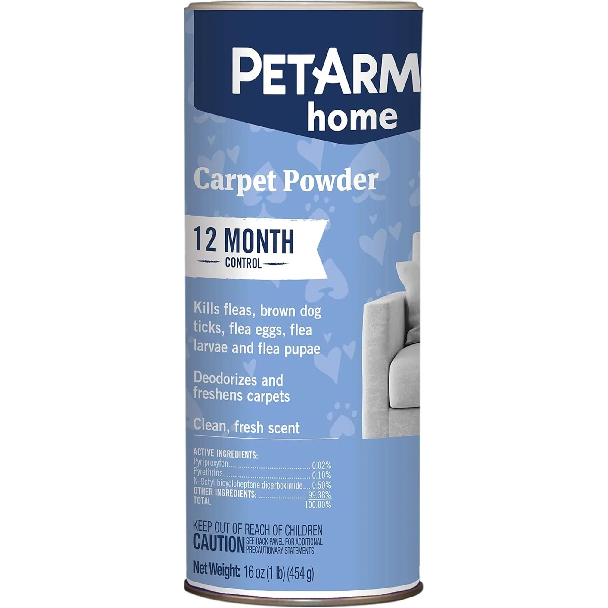 Home Carpet Powder for Flea and Tick Control, 16 Ounce - Protects and Deodorizes Carpets