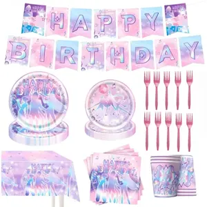 K-Pop Themed Party Tableware Set Includes Tablecloth Plates Cups Forks & Napkins Perfect for Birthdays Gatherings Graduation Food Safe Sturdy Disposable Dinnerware