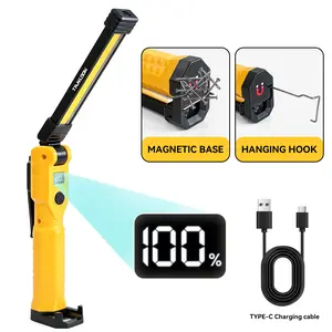 Tanlook Foldable Work Light, Multifunctional Camping Lantern & Flashlight, Rechargeable Portable LED Lamp, Bright Emergency Light with Hook & Magnet for Outdoor Camping, Hiking, Car Repair, Home Garage & Night Use
