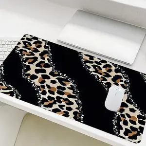 Leopard Print Mouse Pad, 1 Count Rectangle Gaming Mouse Pad, Non-slip Rubber Base Stitched Edge Desk Pad for Home Office Game Room, Desk Accessories