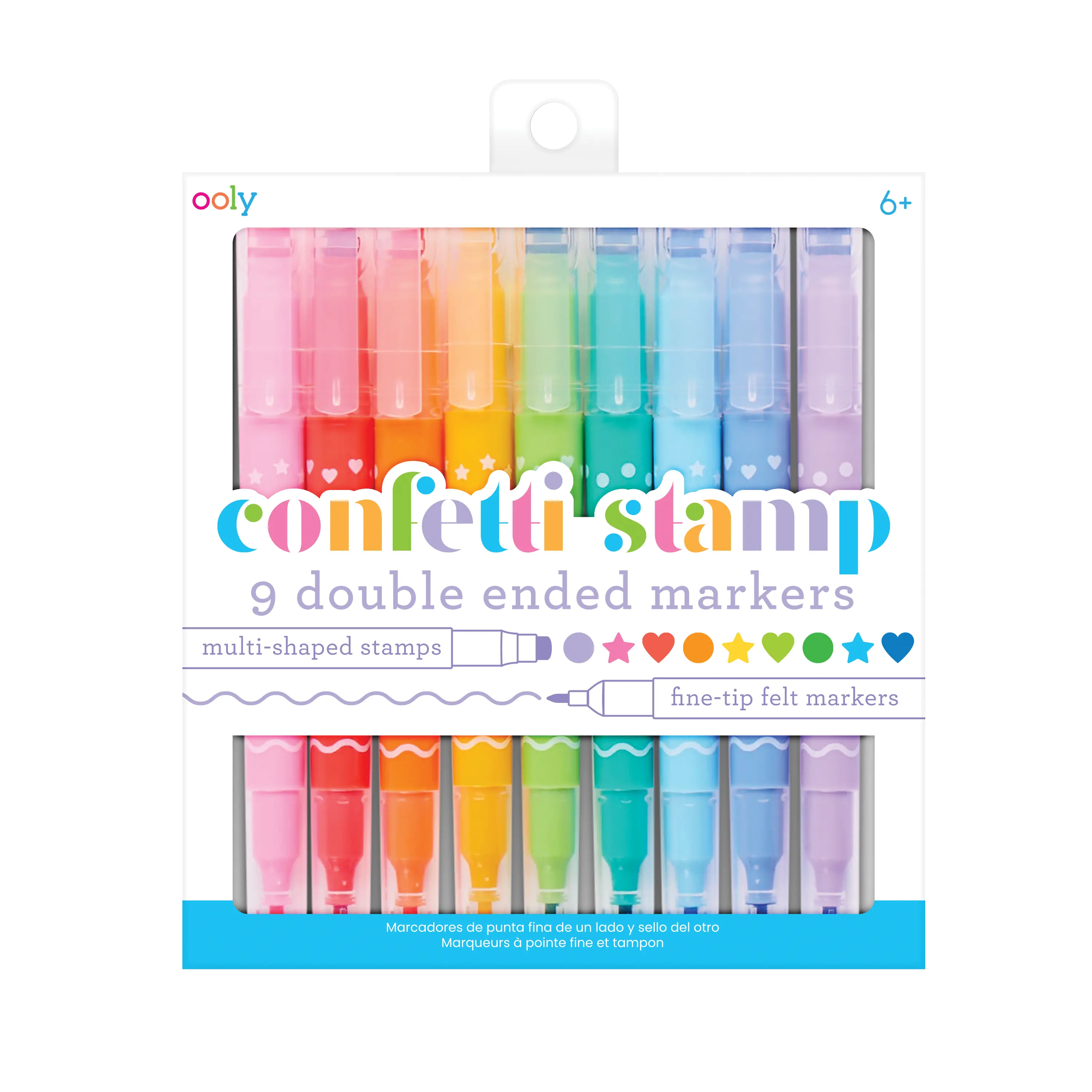 Confetti Stamp Double-Ended Markers - Stamp & Fine Tip - Set of 9
