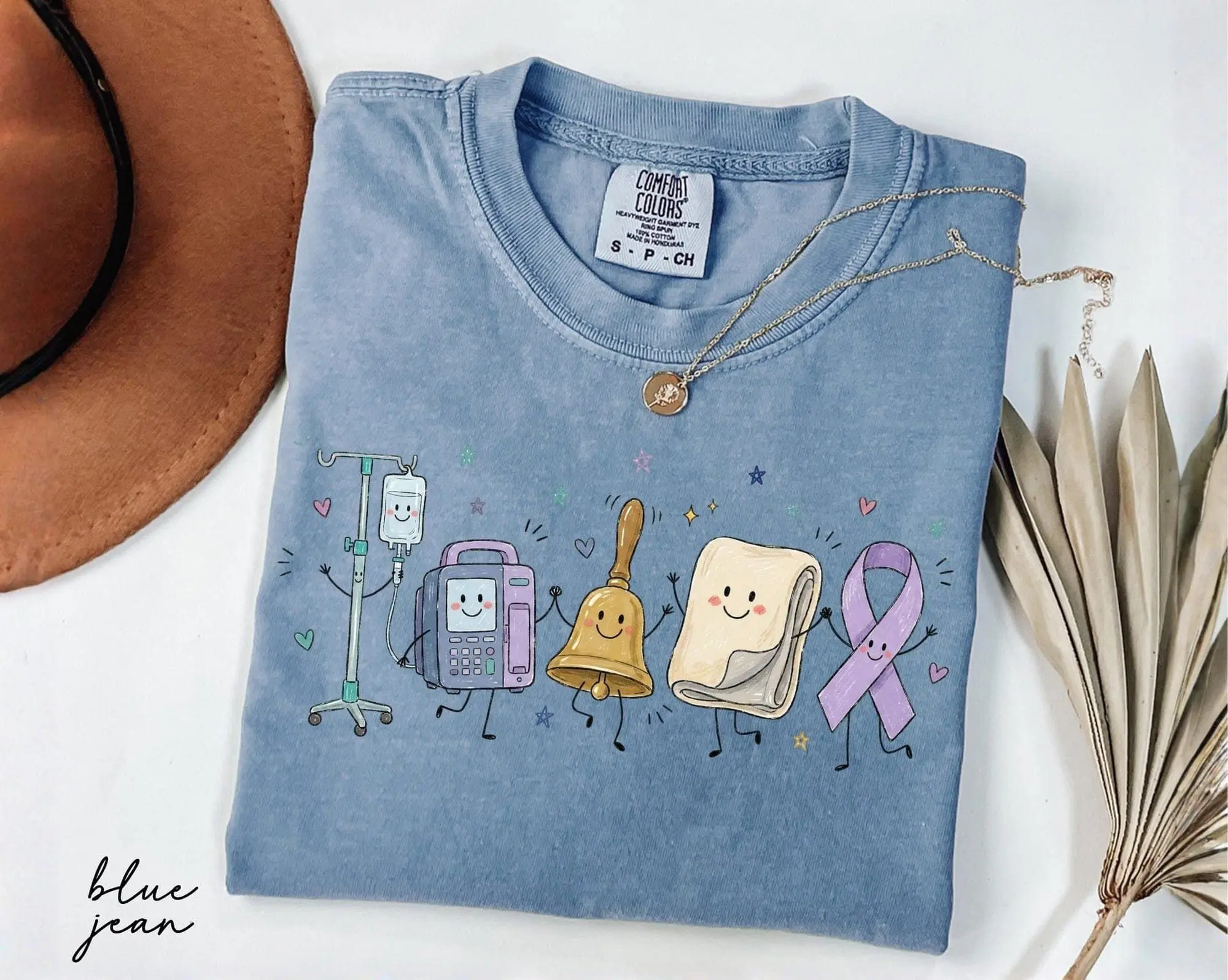Comfort Colors Oncology Nurse Doodle Characters Shirt, Chemo Nurse Tee, Cancer Unit Nurse Gift, Oncologist Nurse, ONC Gift, Hem Onc Nurse
