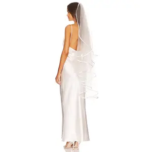 Ofrenda Studio Boline Satin Trim Veil in Ivory