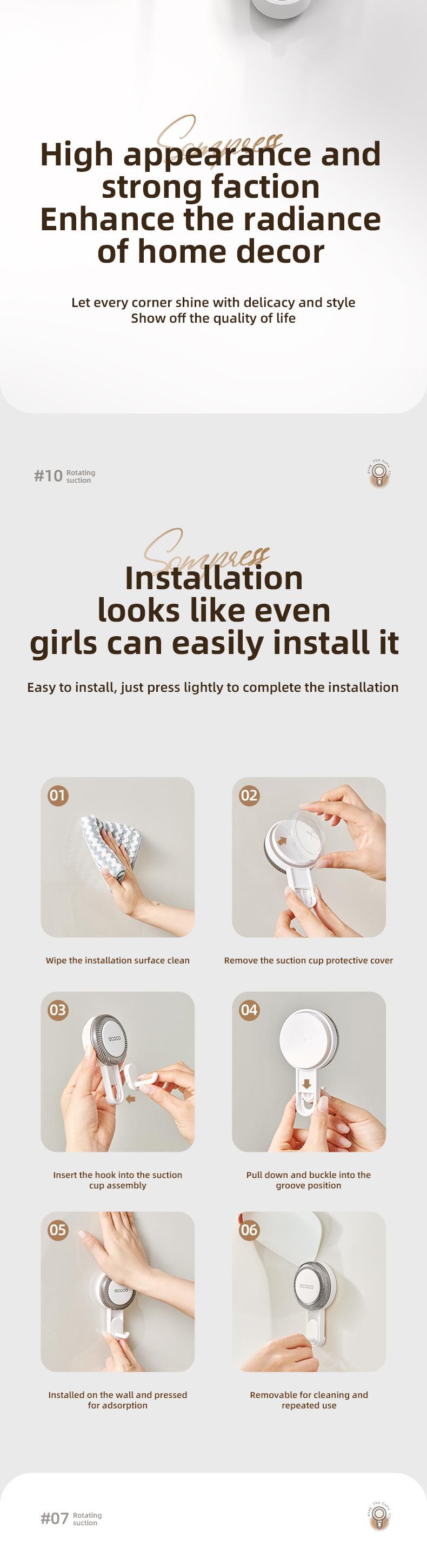 RENEMOS Heavy Duty Suction Cup Hooks - Ultra-Strong Vacuum Power Hanger - Waterproof & Rustproof Utility Hook - Damage-Free, No-Drill & Reusable - Long-Lasting Organization for Shower & Kitchen