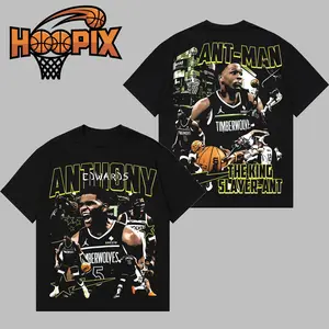 HOOPIX - ANTHONY EDWARDS KING Premium Cotton Hoodie T-Shirt (Made In USA), Ant Fans Shirt, Game Day Outfits, Gift For Golden State Basketball Fans, Basketball Graphic Tee Hoodie