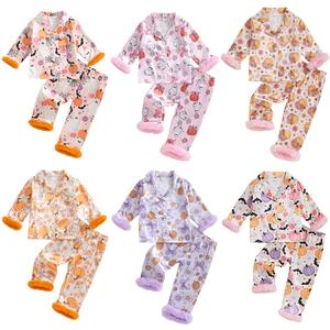 REDWOON Toddler Baby Girls Halloween Satin Silk Pajamas Button Down 2 Piece Pajama Set Big Kids Teen Girls Pjs Nightgown Outfits
