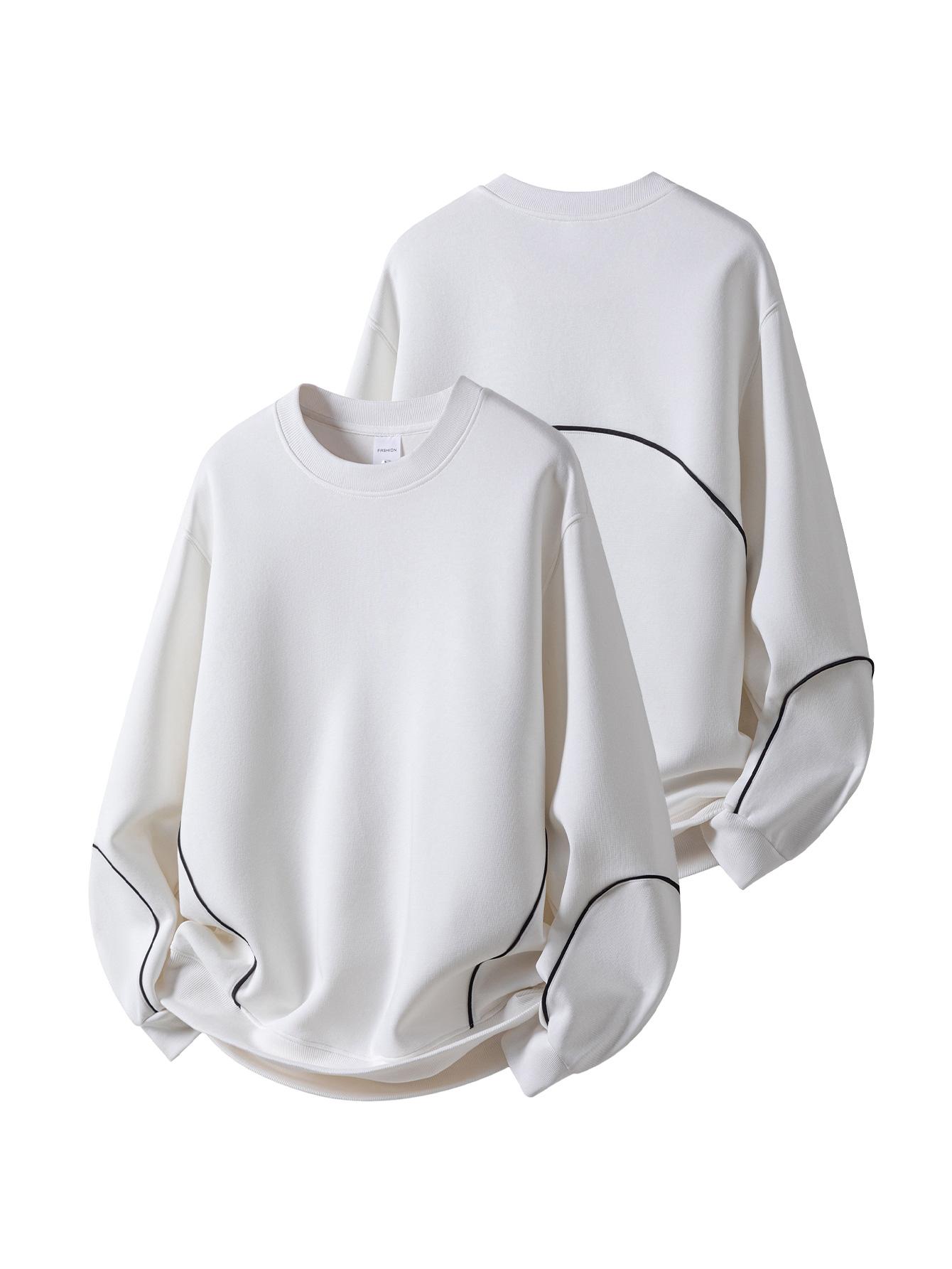 CCCMAI Men's Regular Fit Plain Sweatshirt Crew Neck Long Sleeve Top Street Fashion Style Loose Casual Solid Color Pullover Suitable for Spring and Fall Fashionable Menswear