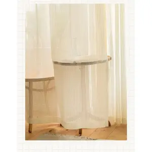 No Drill Vertical Sheer Blinds Light Filtering Dreamy Window Curtain for Bay Window
