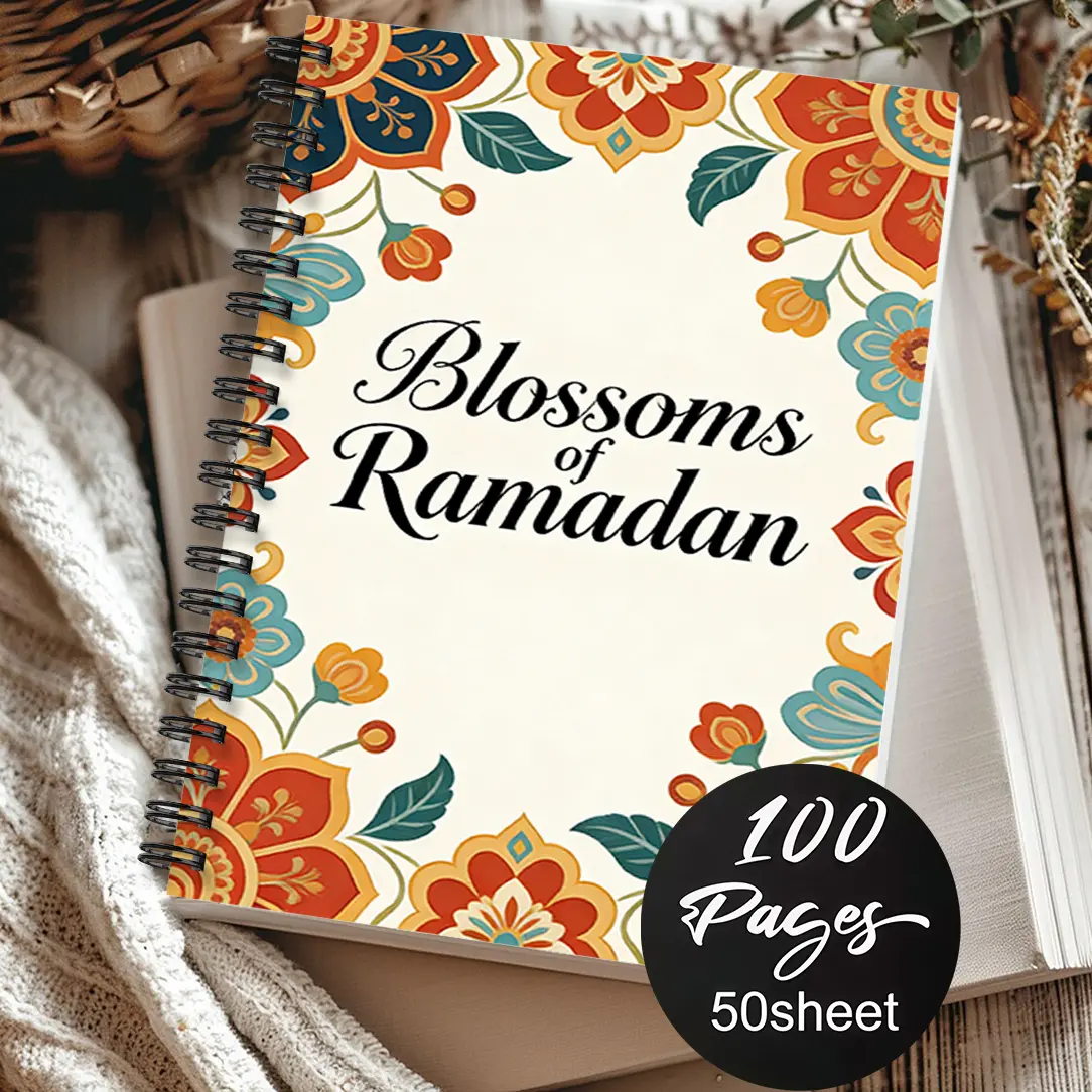 1pc Ramadan-themed Notebook,Vow Under The Moon Style-Moon and Flower Patterns.Record Ramadan Vows.Ramadan Planner, Wish Notebook. Suitable for Partners, Friends, Bosses. Ramadan Planning,Emotional Recording.for Personal Use or Gifts.5.5x8.3 Inch Notebook