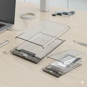 2.5 Inch Transparent External Hard Drive Enclosure, Laptop USB 3.0 SATA to USB Adapter, Tool-Free Portable Case for 7mm/9.5mm SSD HDD, High-Speed Mobile Storage and Data Transfer Solution