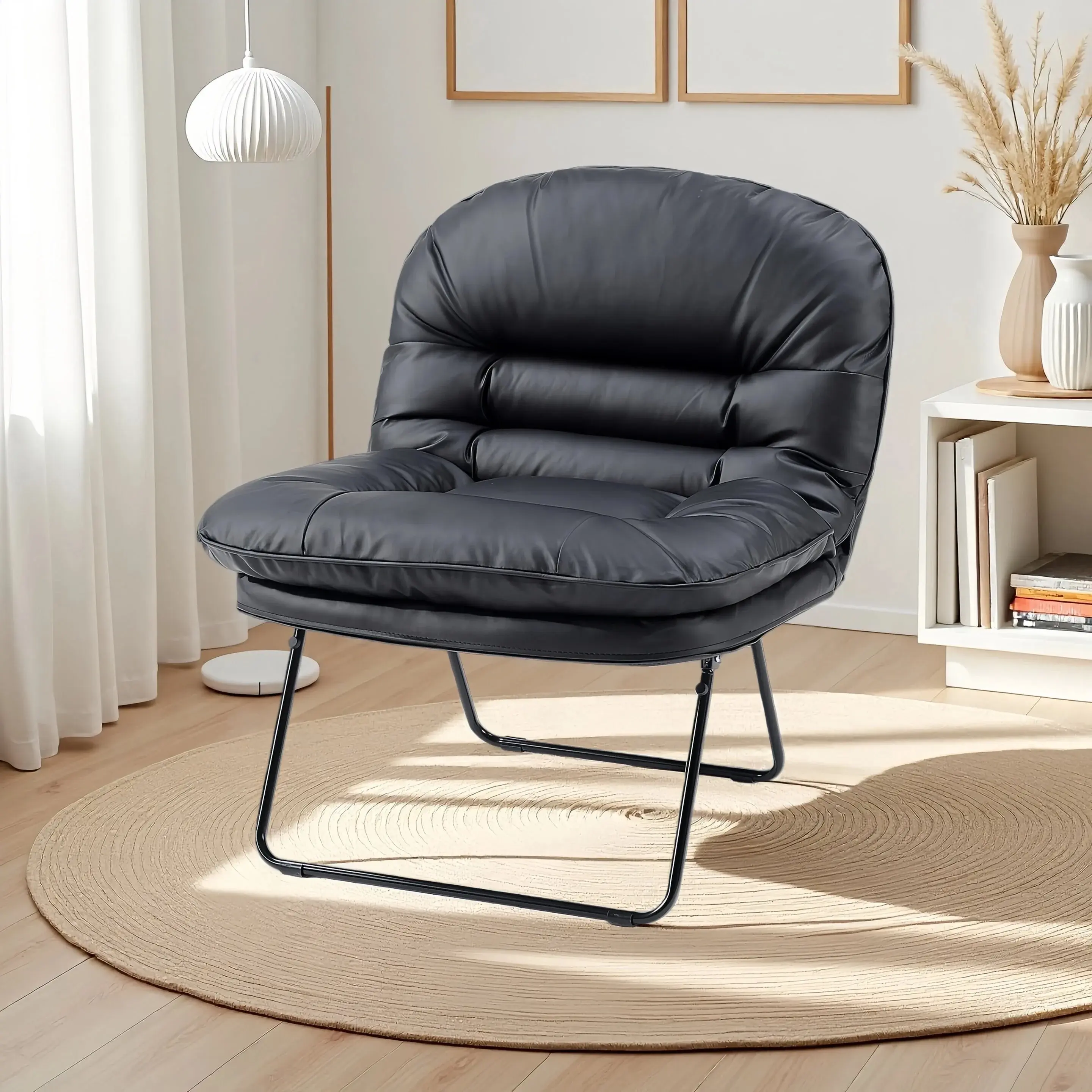 Comfortable round chair, foldable stylish floor chair with back support, suitable for small spaces