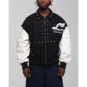 Loiter Frontier Varsity Jacket Black/Off White