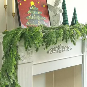 1Pcs Christmas Norfolk Pine Garland- 6 Ft 3 Fork Dense Real Touch Pine Garland Ornament- Realistic Artificial Pine Greenery Garlands for Mantle,Christmas Greenery Christmas Tree Garland