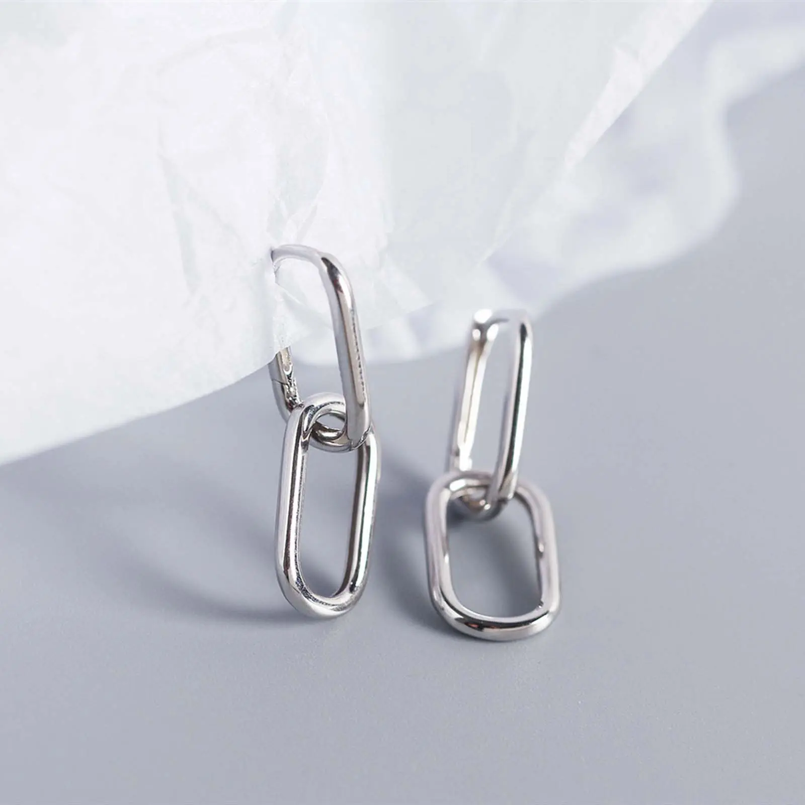 Women's Modern Oval Artificial Gemstone Earrings - Geometric Double-Ring Design, Lightweight Multi-Color Artificial Gems Jewelry with Playful Look for Daily Wear