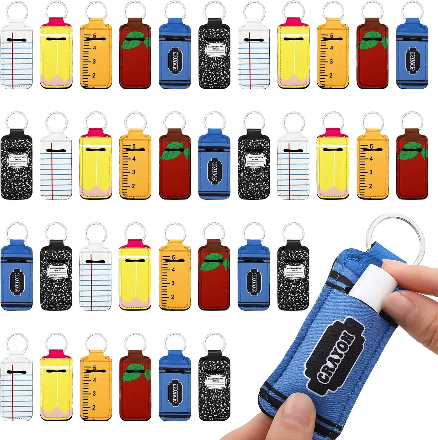 36-Piece Back to School Teachers Appreciation Gift Set, Including Lipstick Organizer, Keychain, Pencil, Composition Notebook, Lip Balm Pouch for Classroom Party Favors
