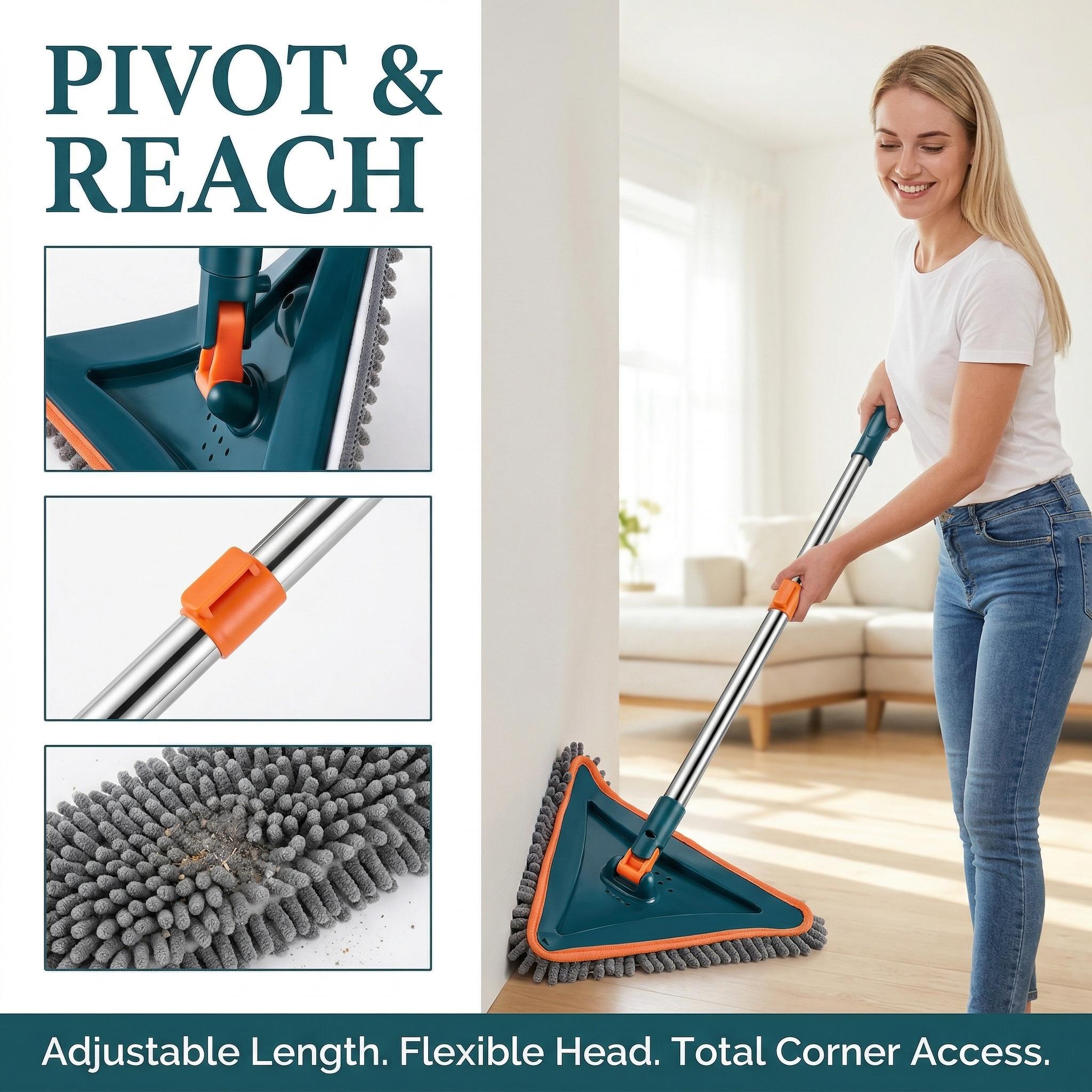 Long Handle Wall Cleaner AdjustableLength Wall Mop with 360° Spinning Head for Walls Ceiling Fans Floors Baseboards Dust Kitchen General Purpose 6 Replacement Pads