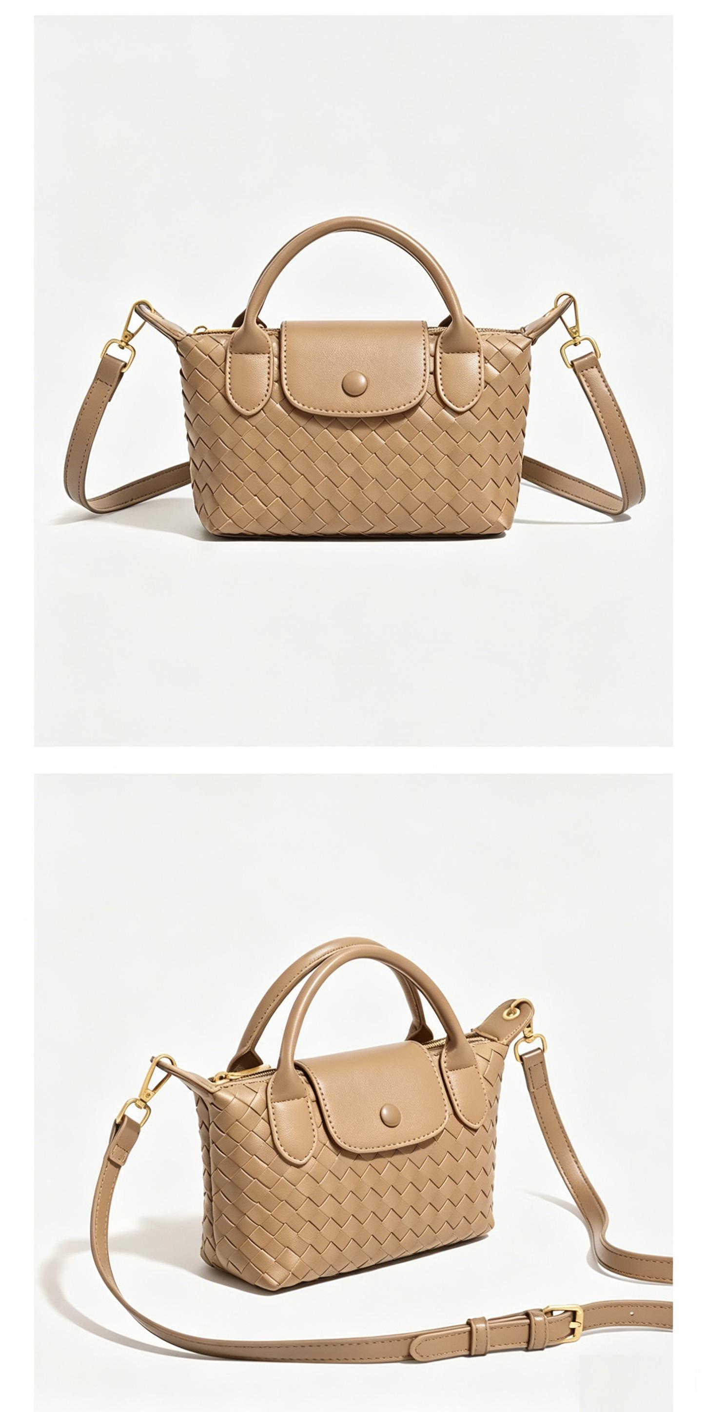 New Arrival Vintage Woven Leather Bag for Women, Retro Small Shoulder Crossbody Bag, Soft Leather Handbag for Commute, Versatile Crescent Hobo Bag, Dumpling Bag