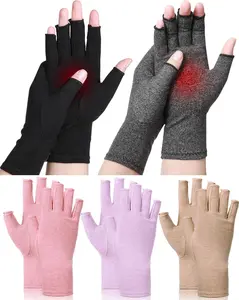 5Pairs Compression Fingerless Gloves - -Grade Blood Circulation, Non-Slip Grip Plaid Wrist - Breathable Athletic Gloves for, Gym,, Weightlifting