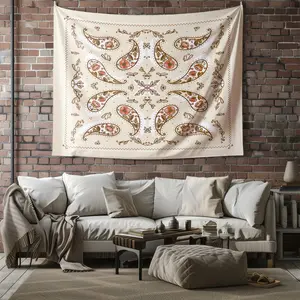 Retro Paisley Floral Tapestry Wall Hanging—A Stylish and Aesthetically Pleasing Piece Perfect for Decorating Accent Walls in Bedrooms, Living Rooms, and Dorm Rooms