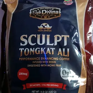 Cafe Divina Sculpt Tongkat Ali Performance Enhancing Coffee Infused With 100% Organic Reishi Sweetened with Monk Fruit US Attribute Beverage.