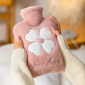 1-Pack Plush PVC Hot Water Bottle Hot Compress, Portable Mini Hand Warmer, Cute Winter Warmth Gift for Friends