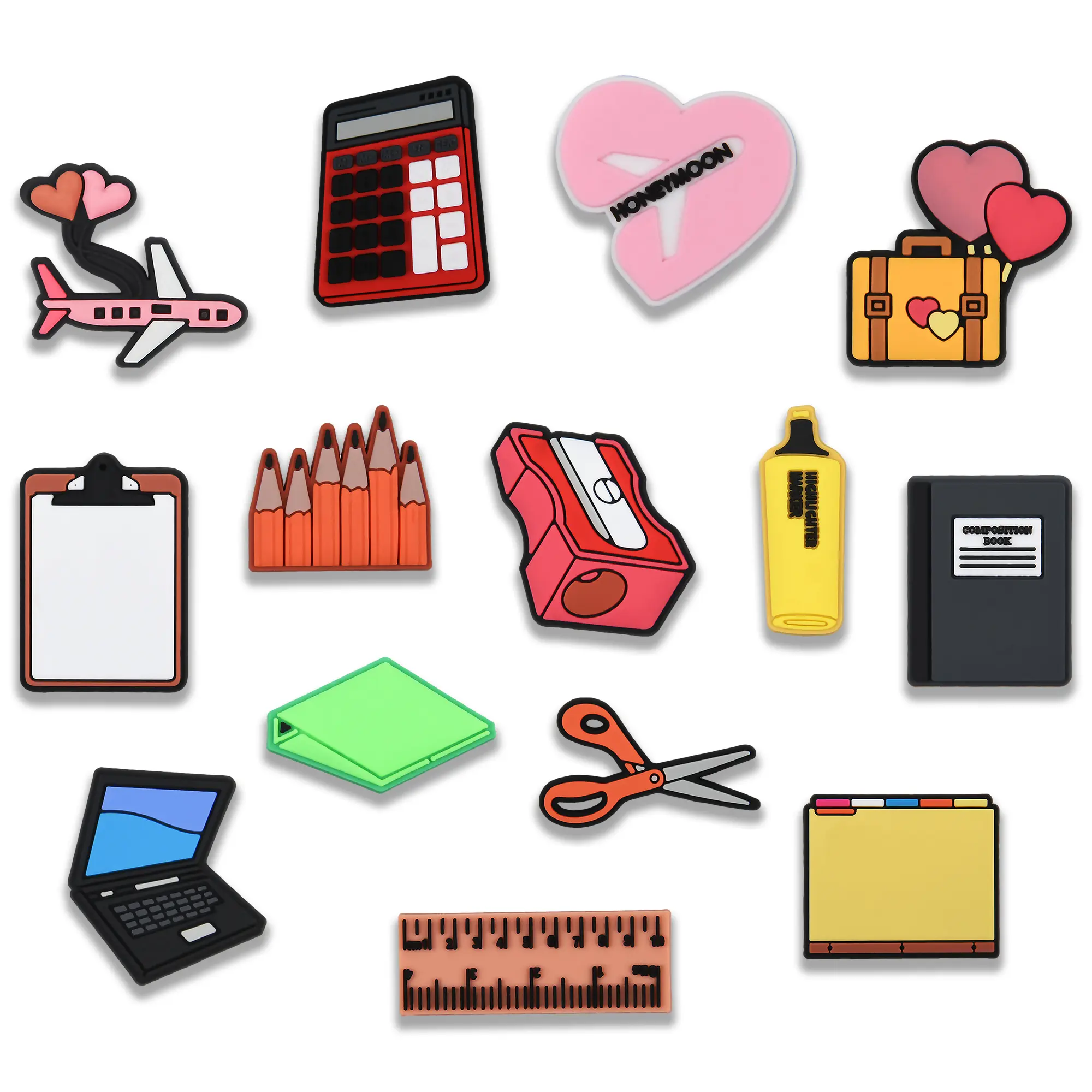 School Croc Charms 14PCS PVC Clog Pins Accessories Party Favors Birthday Gifts Holidays Decoration for Boys Women Girls